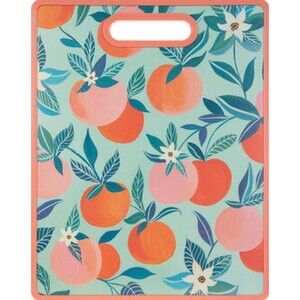 Kitchen Plastic Cutting Board (12"x15") PEACHES FRUITS & FLOWERS,orange frame,HL